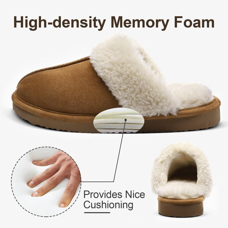 KIDMI Women's Memory Foam Fuzzy Slippers with Waterproof Upper - Trendy Indoor and Outdoor Autumn/Winter House Shoes