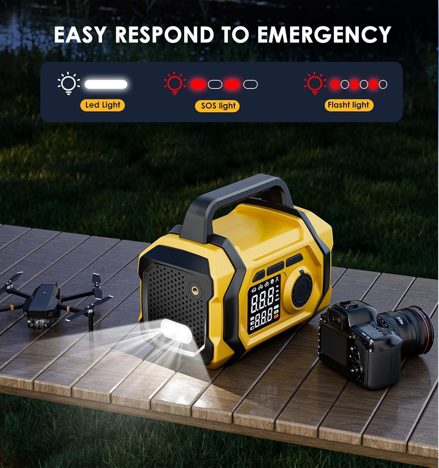 Revolutionary Portable Tire Inflator - Inflate Your Tires 6X Faster with 150PSI Power, Cordless Design, Auto Shut-Off, and Built-in LED Light