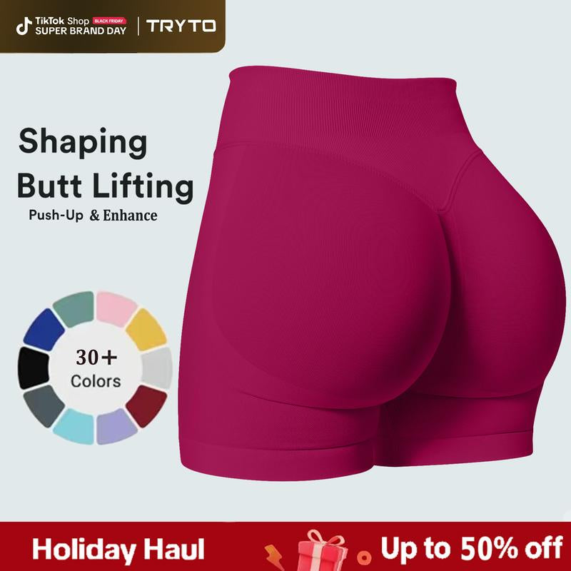 Women's TRYTO Impact Shorts - High Stretch Seamless Compression Activewear for Fitness and Workout, Featuring Invisible Butt Lifting Design