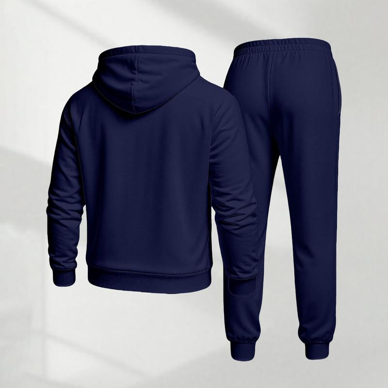 Men's Blessed Cross Letter Pattern Hoodie and Drawstring Sweatpants Set - Casual Athletic Long Sleeve Jacket and Trousers for Fall and Winter, Versatile Sportswear for Daily Wear, Indoor and Outdoor Activities, Tracksuit and Athleisure Collection